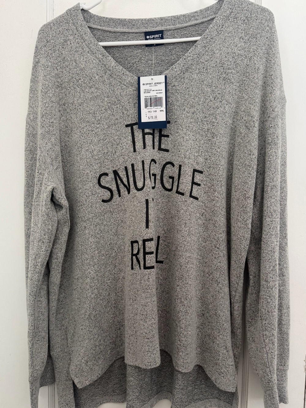 SPIRIT Grey V-Neck 'The Snuggle' Long-Sleeve Sweater